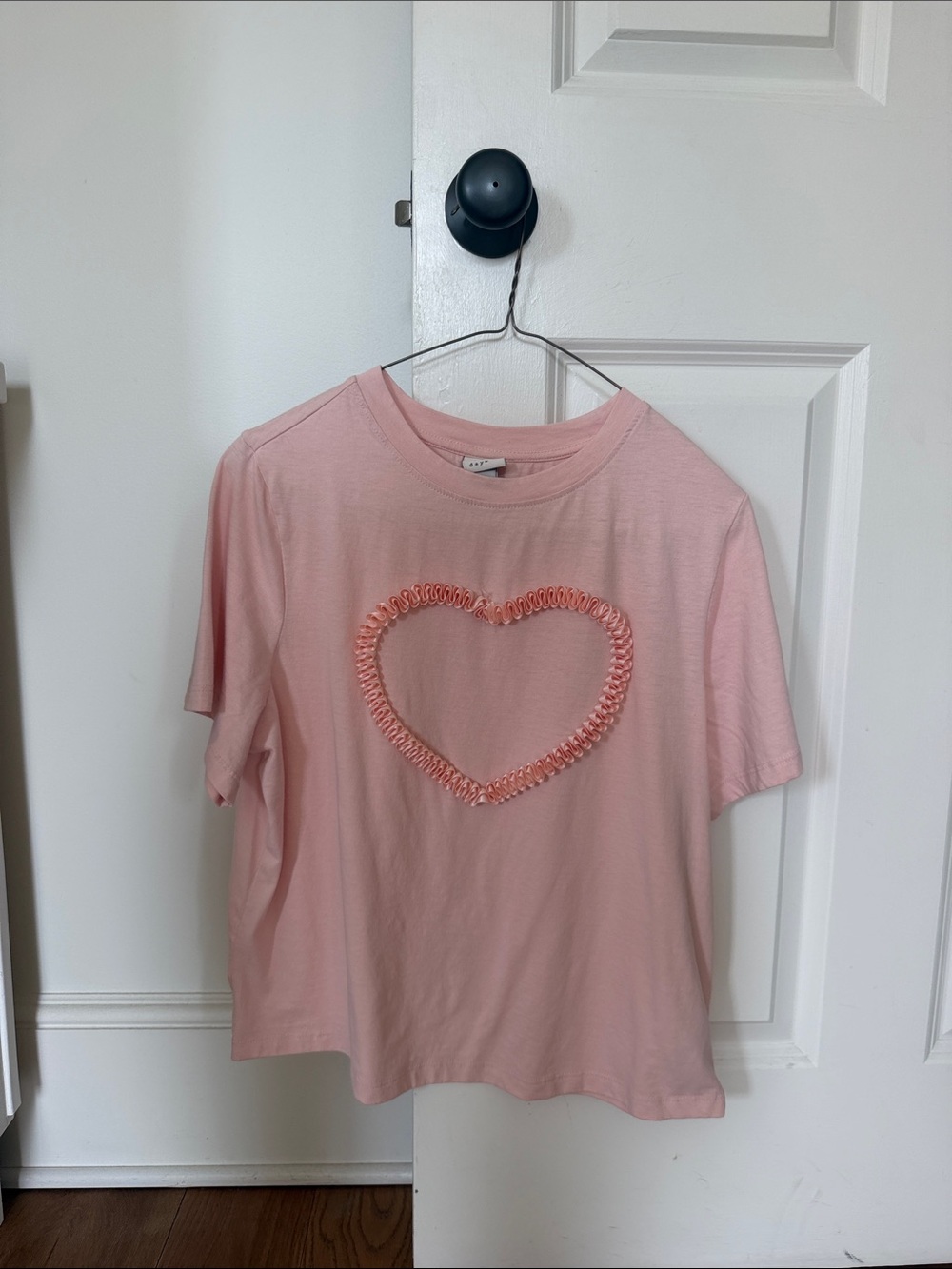 Target Pink Short Sleeve Tee with Heart Applique